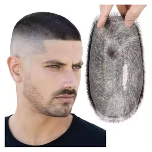 Protesi per Capelli da Uomo in Capelli Indiani 100% Veri, Toupet <span class=keywords><strong>di</strong></span> Ricambio Traspirante e Naturale con Base in Thin Skin - Product Image 1