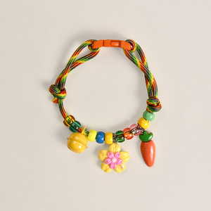 <b>Braided</b> Rope Pet Collar With Colorful Beads And Bell For Small Medium Dogs Cats Breathable Non Constricting Design - Product Image 3