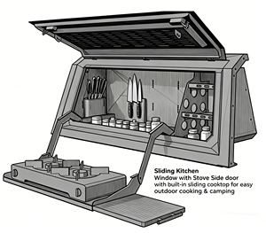 Boîte de rangement latérale pour pick-up, compartiment organisateur avec fenêtre intégrée pour le camping, en alliage d'aluminium, étanche IP54, ajustement universel - Product Image 1