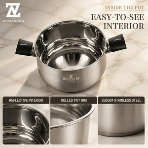 Casseroles en acier inoxydable Zhenneng pour cuisines familiales, assortiment <span class=keywords><strong>de</strong></span> 14 pièces SUS304 avec couvercles en verre trempé, compatibles <span class=keywords><strong>gaz</strong></span> et induction - Product Image 3