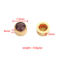 Pendentif DIY 7,5 mm avec pierre de naissance des 12 mois, breloque en zircon, en acier inoxydable plaqué or, accessoires unisexes tendance