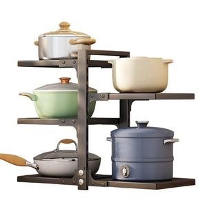 Kitchen Cabinet 5 Tier Vertical <b>Standing</b> Bowl and Dish Spice Seasoning Pot Fry <b>Pan</b> Metal Storage Holder Rack Organizer for Pot - Product Image 1