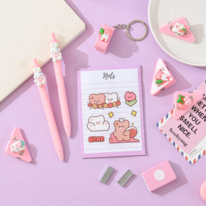 Nouvel ensemble de papeterie <span class=keywords><strong>6</strong></span> pièces très populaire : mini agrafeuse, carnet et stylo à thème dessin animé, et coffret cadeau pour enfants - Product Image 1