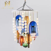 Lustre LED en verre pour plafond d'escalier d'appartement ou de villa, design contemporain