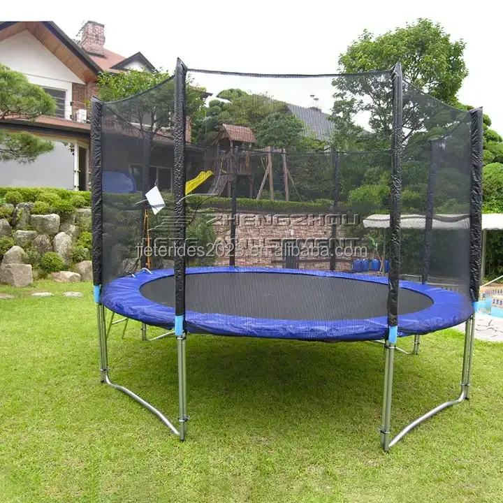 outdoor gymnastic fabric 6ft 8ft 10ft 12ft 16ft round park trampoline with tent enclosures slide ladder for adults