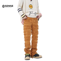 Fabricants de jeans sur mesure, streetwear, hip hop, jeans évasés très usés, pour hommes