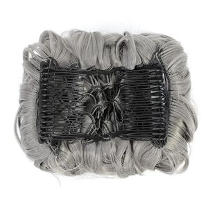 <span class=keywords><strong>Chignon</strong></span> bouclé facile à clipser pour femme avec deux peignes en plastique, <span class=keywords><strong>filet</strong></span> élastique, couvre-<span class=keywords><strong>chignon</strong></span> en fibre haute température, portable - Product Image 3