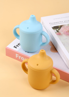 Gobelet pour tout-petits avec bec verseur en forme de bec de canard, deux poignées, silicone de qualité alimentaire, couvercle anti-poussière, capacité de 150 ml, débit moyen, Meitai, lavable