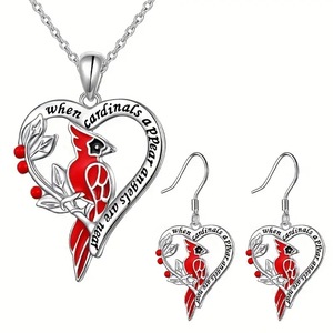 Set di Gioielli a Forma di Pappagallo per Donne, Design con Cuore Dipinto, Stile Animale Carino, Gioielli Creativi e alla Moda, Regalo Originale - Product Image 1