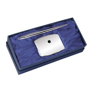 Lux Box <b>Pen</b> Stand Jumbo Modern Desk Holder Chrome Finish - Product Image 2
