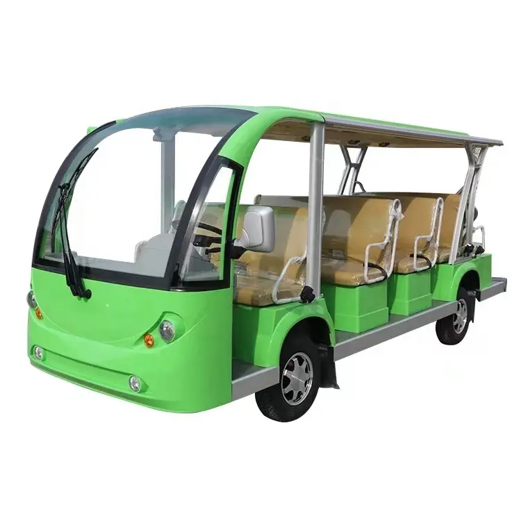 Green 11seater Convertibleelectric Golf Car New Energy Golf Ac Electric Sightseeing Bus 11 Seat Miniature Americanish