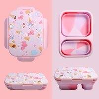 Boîte à bento scolaire sans BPA pliable pliable réutilisable Oem pique-nique enfants boîte à lunch extérieure durable réutilisable boîte à lunch