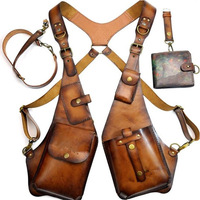 Mittelalterliche Wikinger-Punk Retro-Kuriertasche Halloween COSPLAY Motorrad-Westentasche
