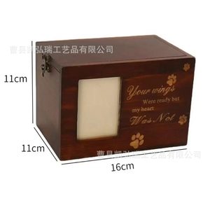 Cross-border wooden pet <b>urn</b> with photo stickers, suitable for home desktops, <b>cat</b> and dog memorial burial boxes, cremation boxes. - Product Image 2