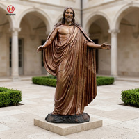 Statue de Jésus de la Divine Miséricorde en bronze grandeur nature, sculpture religieuse en métal avec main de bénédiction pour la décoration de l'église et du jardin