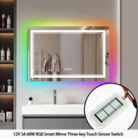 RGB DC 12V 5A 60W Pad Miroir Led Capteur Tactile Module Gradation Continue Trois Boutons Commutateur de Commande
