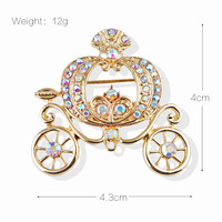 Élégante Broche en Alliage Écologique pour Femme, Motif Carrosse Citrouille, Inspirée des Contes de Fées, Ornée de Strass Colorés et de Diamants