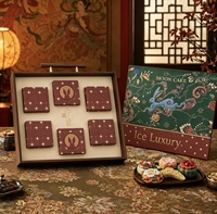 Caja de Regalo para Mooncakes, Caja Cuadrada con Acabado UV, Embalaje Rígido Ecológico, Caja Vacía de Alta Gama, Elegante y Sofisticada para 8 Piezas
