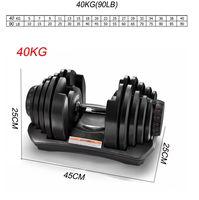 Ensemble d'haltères réglables recouverts de caoutchouc Dinuo Factory Direct 40 kg 90 lb, équipement de musculation lourd pour l'entraînement en force
