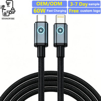 Cable USB C de Carga Rápida de 60W PD 3.1 con Indicador LED, Cable Tipo C de Nailon Trenzado de 1m para Cámara y Computadora, Cobre Puro