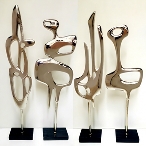 Abstract Aluminium Modern Eco-Friendly Sculptures Set of 4 Handmade Contemporary Art Tabletop Decor Living Room Metal Craft - Product Image 1