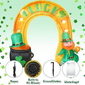 Vente chaude 9FT Gonflable Shamrock Leprechaun Or Pot Lucky Horseshoe Archway pour ST. Décoration Fête de <span class=keywords><strong>Patrick</strong></span> - Product Image 3