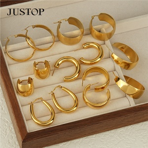 Trending <b>Hook</b> Hoop <b>Earrings</b> 18K Gold Plated Stainless Steel Hypoallergenic Women's Fashion Jewelry Supplier - Product Image 5