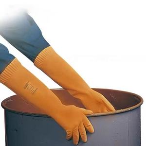 طويلة البرتقال النتريل صناعة قفازات حمض و القلويات قفازات مقاومة - Product Image 5