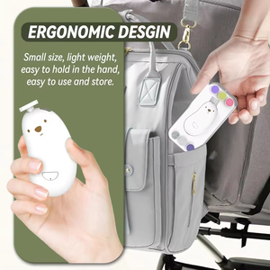 Lime à ongles électrique pour <span class=keywords><strong>bébé</strong></span> en forme d'ours mignon, <span class=keywords><strong>kit</strong></span> de coupe-ongles sûr avec lumière et 6 têtes pour nouveau-nés, enfants et adultes - Product Image 2