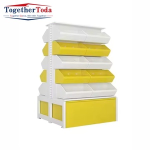Présentoir simple double face avec cadre d'extrémité, mobilier commercial, armoires métalliques et plastiques pour produits secs en vrac et snacks - Product Image 1