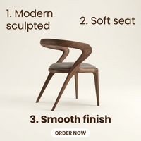 Chaise de salle à manger moderne MULIGNA en cuir et bois massif de chêne pour table à manger