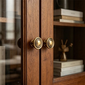 Modern American Bronze Single-hole Light Luxury Simple Concentric Circle Durable Zinc Alloy <b>Cabinet</b> Wardrobe Drawer Handle - Product Image 1