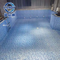 Liner de piscine 15x30 en PVC, antidérapant, résistant au chlore, bleu inaltérable, épaisseur 1,5 mm, design personnalisé, installation facile, Landy Pools