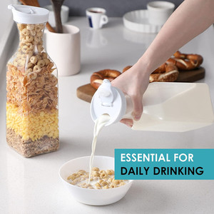 Pichets de <span class=keywords><strong>50</strong></span> oz (<span class=keywords><strong>1</strong></span>,5 <span class=keywords><strong>litre</strong></span>) avec couvercle rabattable, récipient carré pour jus, carafes en plastique transparent pour jus, bar à mimosa, eau, carafe en plastique - Product Image 5