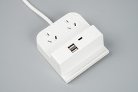 Prise d'extension USB australienne approuvée SAA 10A avec 2 ports USB Type-C, 2 prises, construction en plastique