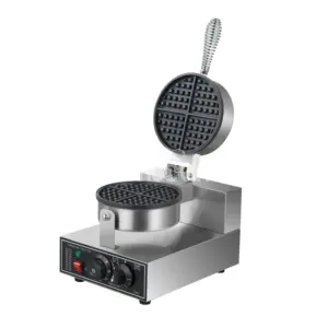 Commercial Non-Stick Flip Rotary Waffle Maker Snack Maker Lollipop Waffle Making Machine 1-Plate Electric Egg Waffle Maker