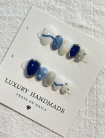 Lot de 10 faux ongles en PMMA, forme amande moyenne, avec perles, pré-dessinés, pour salon, à presser, magnifiques, de luxe, design personnalisé