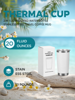 Gobelet isotherme personnalisé à double paroi 600 ml (20 oz) en acier inoxydable 304, avec couvercle sans BPA et revêtement en poudre
