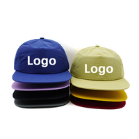 Casquette de baseball unie en nylon à séchage rapide, imperméable, à visière plate, 5 panneaux, légère, non structurée, style Dad Hat, avec logo personnalisé, pour l'extérieur