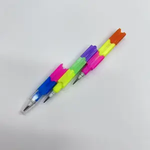 Creative Stationery 8 Pieces Building Blocks Pencil Rocket Head Rainbow Stacking Extensible Pencils