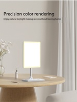 Mini miroir de maquillage LED pliable, portable, en ABS, chargeur de téléphone sans fil 15W, vente en gros OEM