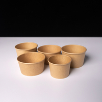 Conteneur jetable biodégradable à paroi simple en papier kraft brun avec couvercle en PP pour l'emballage des aliments chauds