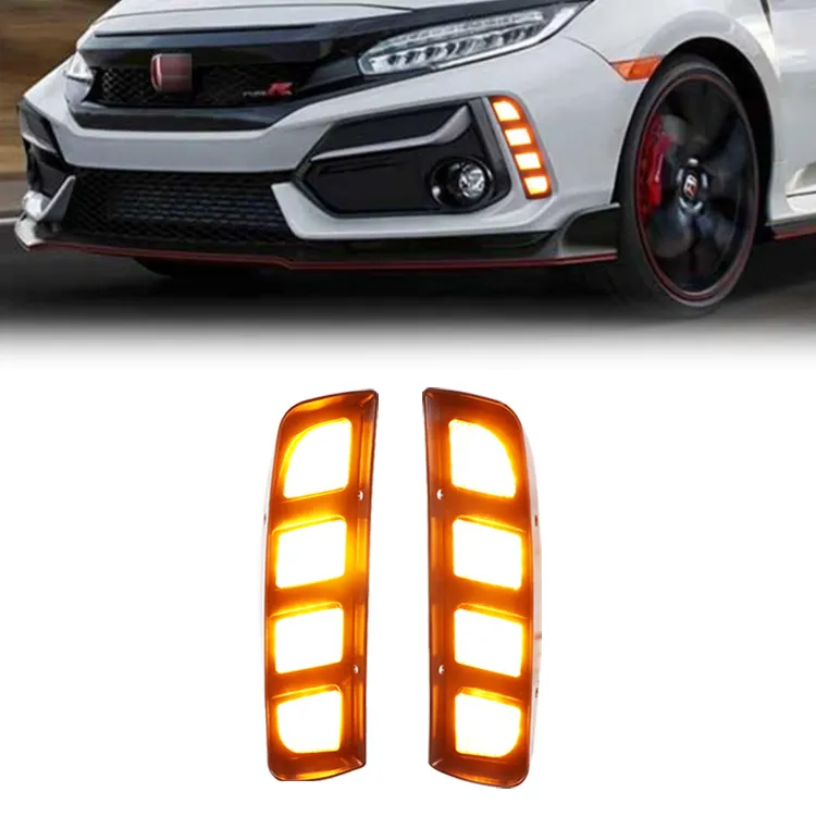 LED DRL gündüz farları flama ile ön tampon ışık dönüş sinyal ışığı HONDA CIVIC typer 2016-2019 için