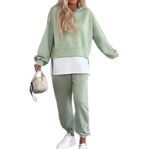 Nuevo Conjunto Deportivo Informal con Capucha de Color Sólido para <span class=keywords><strong>Mujer</strong></span> - Product Image 5