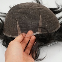 Prothèse capillaire complète en dentelle pour hommes, base en soie, système de remplacement capillaire en cheveux indiens Remy, perruques de haute qualité, couleur et longueur personnalisables, résistantes à l'eau