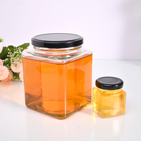 Pot à miel carré en verre transparent, pot à miel carré en verre pour abeilles