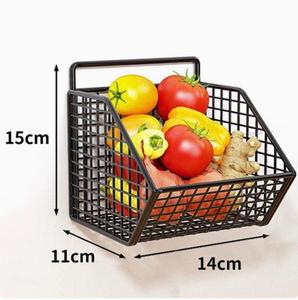 <b>Kitchen</b> <b>Storage</b> <b>Rack</b> Spices and Sundries Holders Daily <b>Storage</b> Drill-Free Wall-Mounted Metal <b>Storage</b> <b>Rack</b> with Hanging Basket - Product Image 6