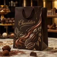 Sacs cadeaux en kraft personnalisés pour chocolat, design de fève de cacao dorée fondue, emballage de luxe pour confiserie