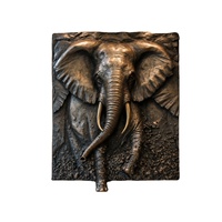 Sculpture murale en bronze d'éléphant, artisanat métallique, taille réelle, art animalier artisanal sur mesure pour hôtel, villa, bureau, mur d'accentuation