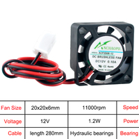 Kipas Pendingin Ultra-Tipis 2cm 20mm ACP2006 20x20x6mm 2Pin DC5V/12V/24V 0.10A Catu Daya Printer Mikro Raspberry Komputer Plastik